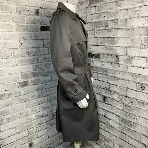 Vintage 90s Nino Cerruti Double Breasted Belted Grey Trench Coat - Picture 3 of 15